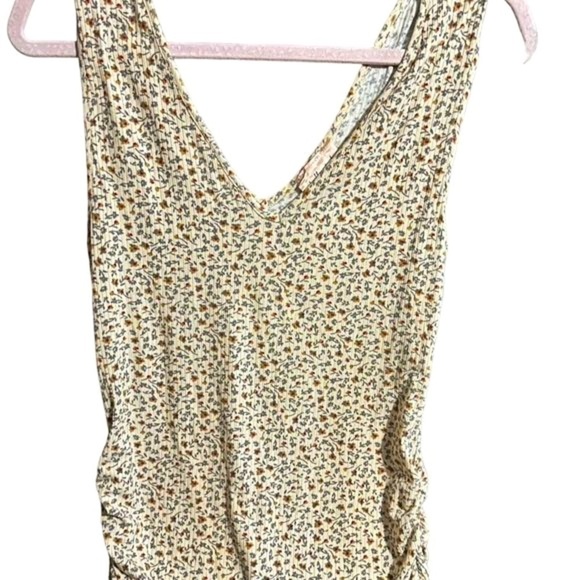 Willow Root Women's Floral V-Neck Tank Top with Ruched Sides, Size L, Multicolor - Picture 2 of 5